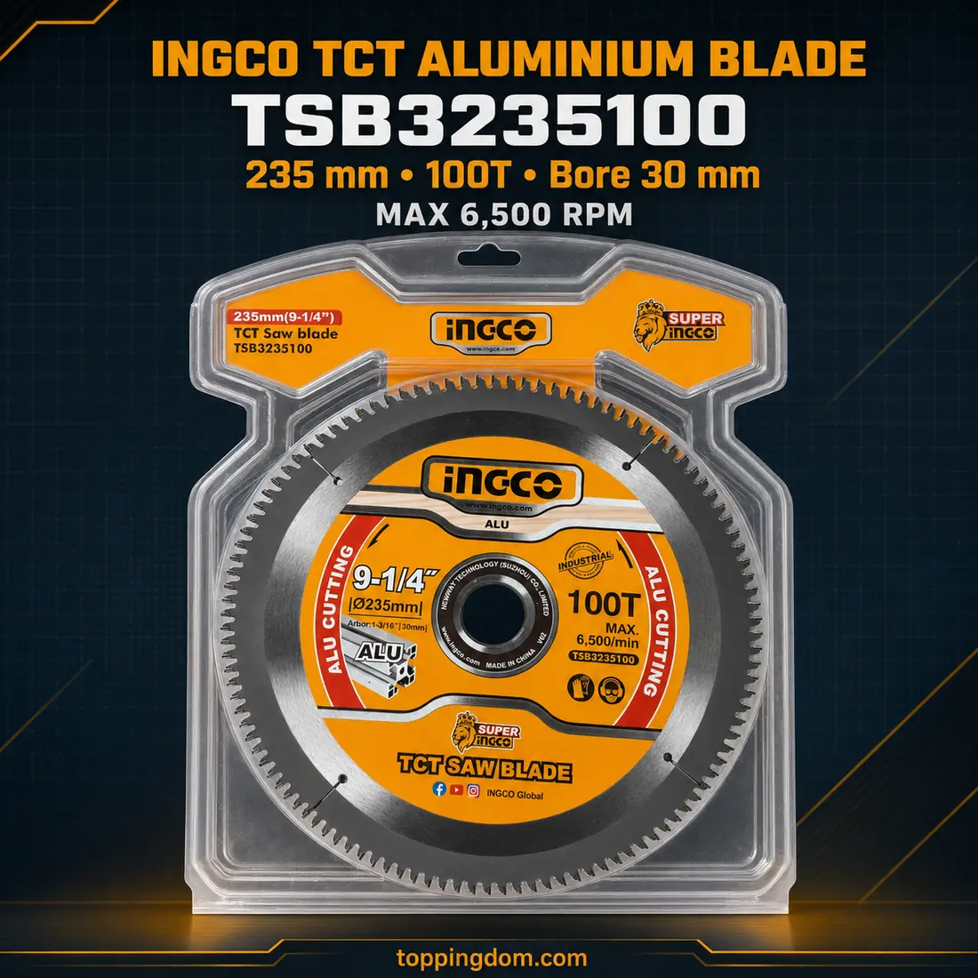 INGCO TSB3235100 235 millimetre 100-tooth aluminium cutting TCT saw blade