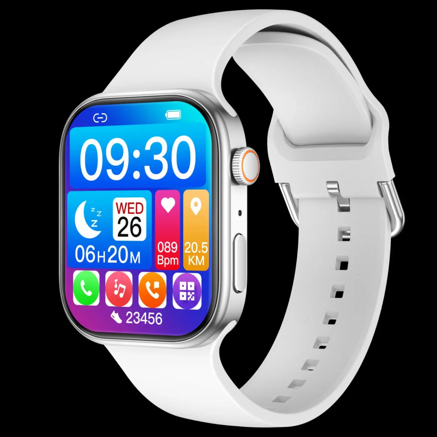 Affordable white smartwatch in Nigeria with Bluetooth calling and fitness tracking display